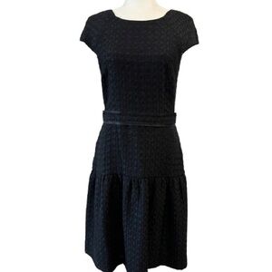 CH Carolina Herrera Black Drop Waist Textured Dress